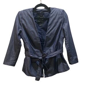 Armani Exchange A/X Women's Chambray Jacket Size 4 3/4 Sleeve Open Blazer